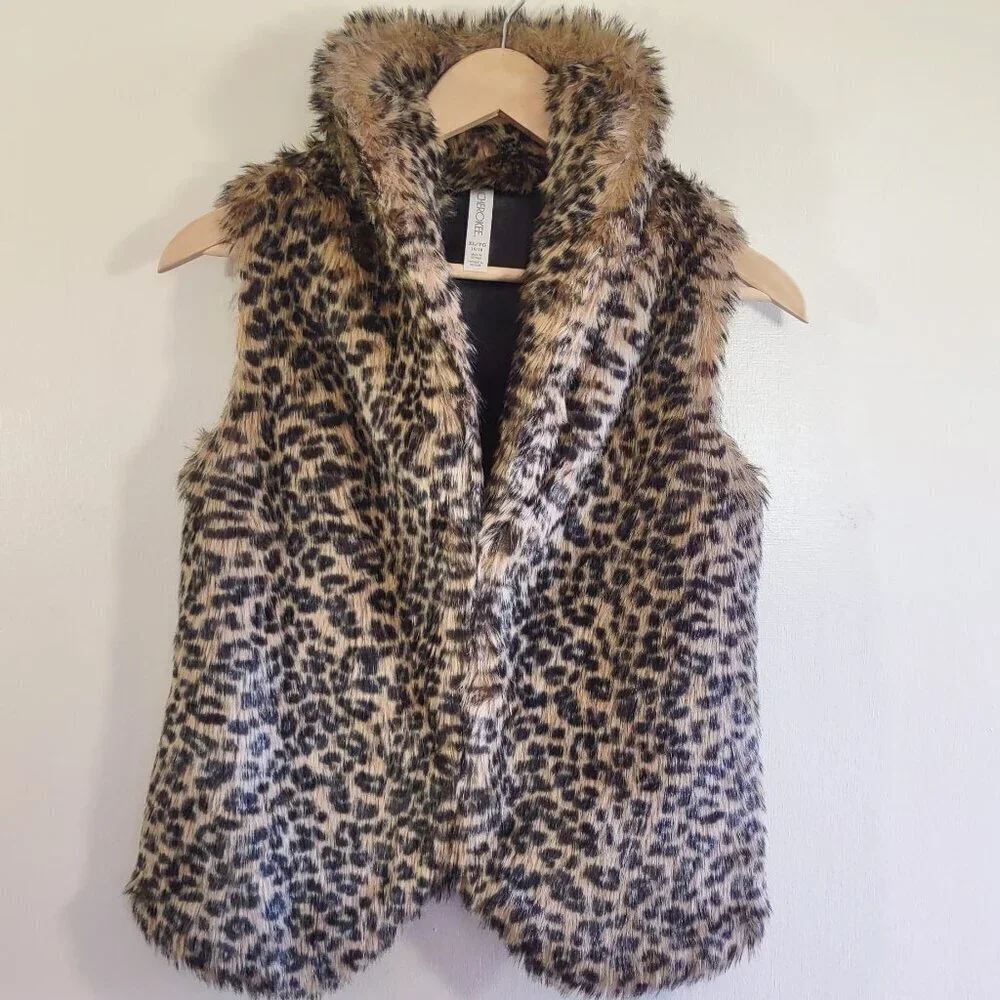 Girl's Faux Fur Vest Animal Print Cozy-Plush Western Ranch Praire  Sz XL (16/18)